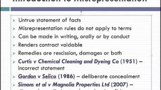 Misrepresentation Lecture 1 of 4 [upl. by Terrilyn]