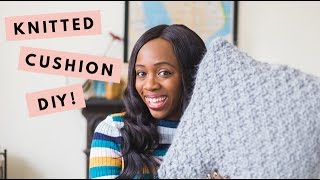 DIY Simple Knitted Cushion Cover Tutorial [upl. by Sanyu]