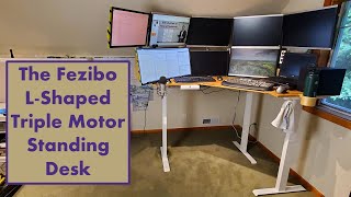 The Fezibo LShaped Triple Motor Standing Desk [upl. by Ynaffat]