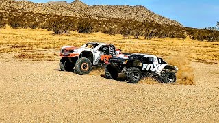 Traxxas Monster Slash 4x4 and Unlimited Desert Racer RC UDR Full Assault Desert style [upl. by Oiramej]