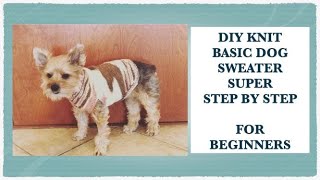 KNIT BASIC DOG SWEATER SUPER STEP BY STEP FOR REAL BEGINNERS IN ROUND SEAMLESS SIZE ADJUSTABLE [upl. by Nevets]