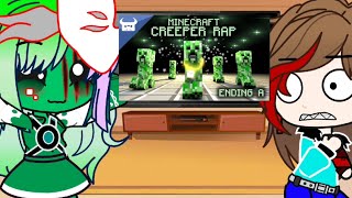 minecraft React to Creeper Rap Song Part 1 [upl. by Ahsinirt]