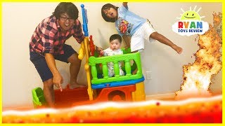 THE FLOOR IS LAVA CHALLENGE Ryan ToysReview Family Fun Kids Pretend Playtime [upl. by Erwin]