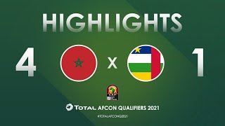 HIGHLIGHTS  Total AFCON Qualifiers 2021  Round 3  Group E Morocco 41 Central African Republic [upl. by Shayla787]