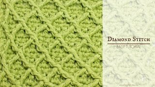 How To Crochet The Diamond Stitch  Easy Tutorial by Hopeful Honey [upl. by Oile320]