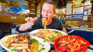 Italian Street Food in Naples SEAFOOD SPAGHETTI  Pizza in Naples Italy [upl. by Alenas176]