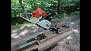 Balken zagen met kettingzaagCutting beams lengthwise with chainsaw Stihl MS 460 [upl. by Icyak]