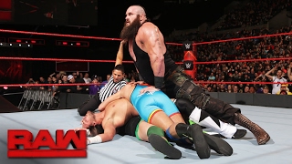 Braun Strowman vs local competitors  4on1 Handicap Match Raw Feb 6 2017 [upl. by Malkah]