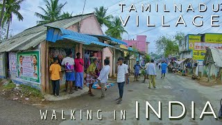 Village Life in Tamil Nadu  Walking through the rural roads Indian villages  4K ASMR Walking video [upl. by Einallem]