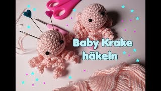 BABY KRAKE häkeln für Anfänger Schlüsselanhänger Taschenbaumler Mobile [upl. by Philippine]