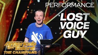 Lost Voice Guy Comedian Gives Hilarious Take On Disabilities  Americas Got Talent The Champions [upl. by Akenna740]