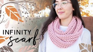 How to Crochet an Infinity Scarf — EASY for Beginners [upl. by Zorine]