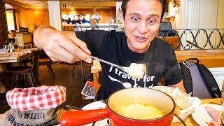 Swiss Food Tour  CHEESE FONDUE and Jumbo Cordon Bleu in Zurich Switzerland [upl. by Yendroc]