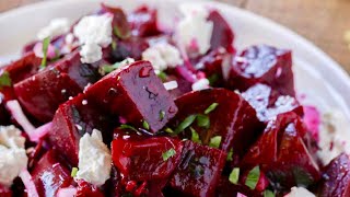 How To Make Greek Beet Salad  Roasted Beet Salad with Feta Olive Oil and Oregano [upl. by Aileme765]