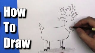 How To Draw Easy Reindeer Step By Step [upl. by Borreri]