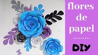 COMO HACER FLORES GIGANTES DE PAPEL EN 5 MINUTOS FÁCIL DIY [upl. by Delmor]