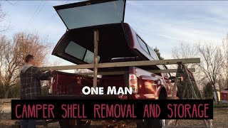 Remove Your Camper Shell Canopy by Yourself DIY Easy Storage Rack [upl. by Roma]