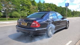 MercedesBenz E55 AMG V8 Kompressor BURNOUTS amp ACCELERATIONS [upl. by Norvall]