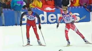 Nordic World Ski Championships Ramsau 1999 Mens Relay Hoffmann AUT vs Alsgaard NOR [upl. by Aharon]