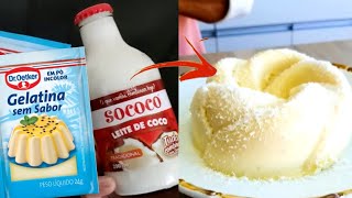 LEITE DE COCO E GELATINA A SOBREMESA MAIS FÁCIL E ECONÔMICA QUE VOCÊ VERÁ HOJE [upl. by Xuaeb]