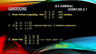 Bs Grewal Exercise 21 solution  Question 1 2 amp 3 solved  determinants [upl. by Apicella]