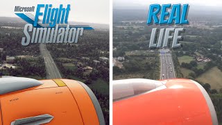 Microsoft Flight Simulator FS2020 vs Real Life  Landing in Gatwick UK [upl. by Esirehs]