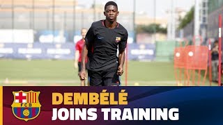 Dembélé completes first training session at FC Barcelona [upl. by Ajup]