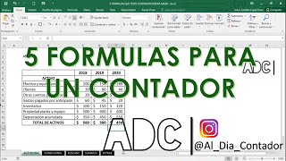 5 FORMULAS EN EXCEL QUE TODO CONTADOR DEBERÍA MANEJAR [upl. by Crosse520]