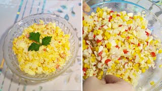 Салат с КРАБОВЫМИ ПАЛОЧКАМИ НА НОВЫЙ ГОД — Easy Russian Salad Recipe — НОВОГОДНИЙ СТОЛ [upl. by Ellenor]