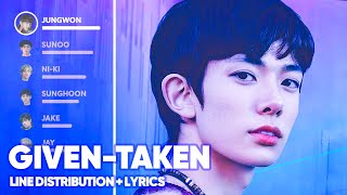 ENHYPEN  GivenTaken Line Distribution  Lyrics Color Coded PATREON REQUESTED [upl. by Yknarf]