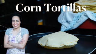 How to make CORN TORTILLAS  Homemade easy and PUFFED corn tortillas [upl. by Ahcarb]