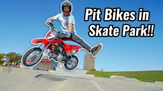 Riding Pit Bikes in Skate Park [upl. by Sema]