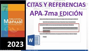 CITAS Y REFERENCIAS según NORMAS APA 7ma EDICIÓN plantilla gratis [upl. by Ttemme]