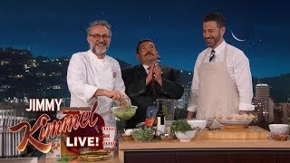 Chef Massimo Bottura Cooks Meal with Food from Kimmel Writers Fridge [upl. by Aicercal]