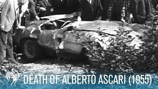 Death Of Alberto Ascari on The Monza Eni Circuit 1955  British Pathé [upl. by Enilaf]