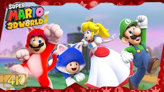 Super Mario 3D World for Wii U ⁴ᴷ Full Playthrough No Warps 4Player [upl. by Hagerman891]