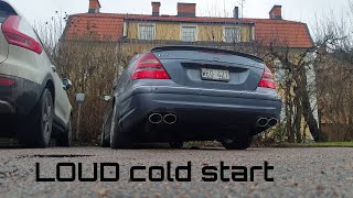 Mercedes E55 AMG Cold Start Stock Vs MufflerResonator delete w xpipe [upl. by Hgieliak]