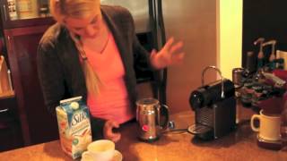 Nespresso Aeroccino Plus Frother Review Frothing Almond Milk [upl. by Nylle]