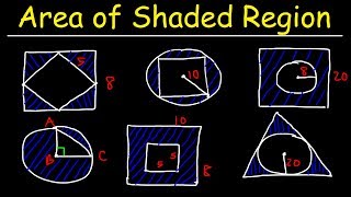 Area of Shaded Region  Circles Rectangles Triangles amp Squares  Geometry [upl. by Ah411]